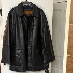 Timberland Men's Black Weathergear Leather Jacket size XL
